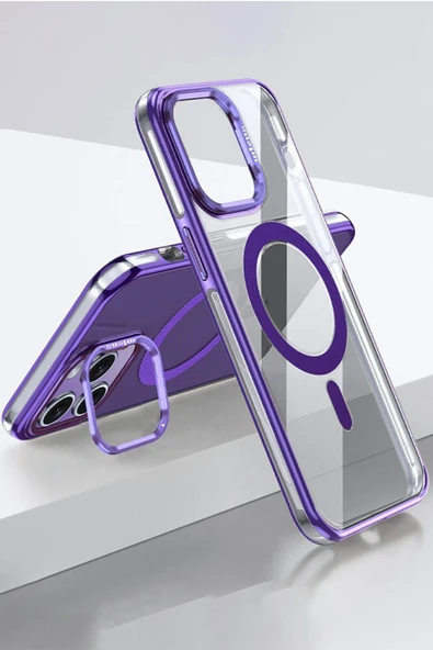 Fuchsia iPhone 14 Pro ile Uyumlu Drop Kablosuz Şarj Özellikli Kapak - Derin Mor ürün görseli 1
