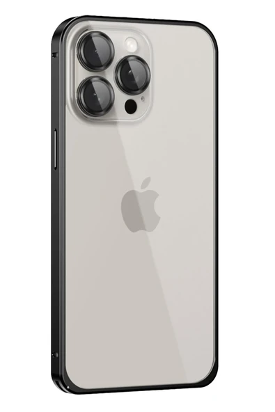 Fuchsia iPhone 15 Pro ile Uyumlu Metal Bumper Mat Kapak - Siyah ürün görseli 1