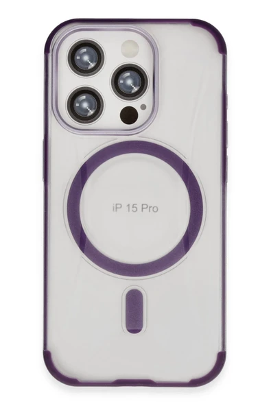 Fuchsia iPhone 15 Pro ile Uyumlu Hilton Kablosuz Şarj Özellikli Kapak - Derin Mor ürün görseli 1