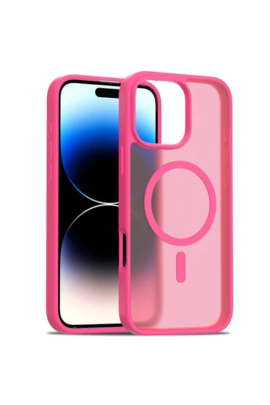 Fuchsia iPhone 16 Pro Max ile Uyumlu Jota Kablosuz Şarj Özellikli Kapak - Rose ürün görseli 1