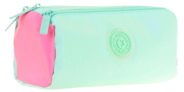 Kaukko Quick Üç Bölmeli Su Yeşili Pembe Kalem Çantası - Kız Çocuk - K2701 ürün görseli 1