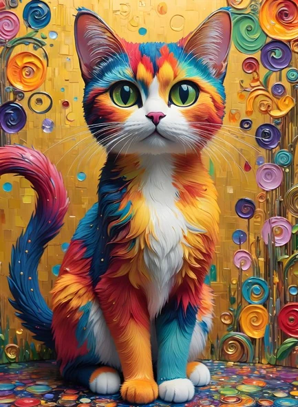 Nova Puzzle 1000 Parça Çok Renkli Kedi Portresi Puzzle ürün görseli 1