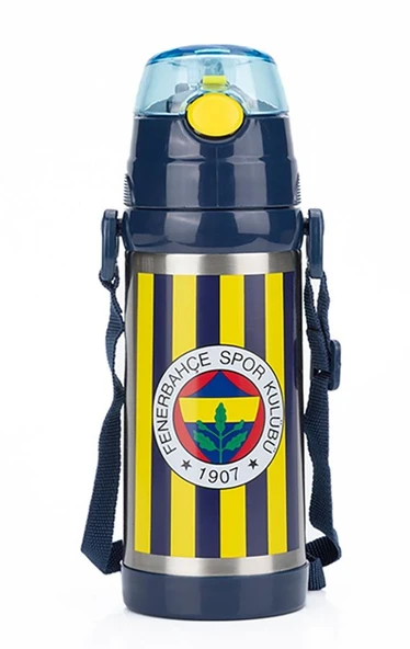 Fenerbahçe Efsane Çubuklu 425 ml Pipetli Çelik Matara/Termos ürün görseli 1