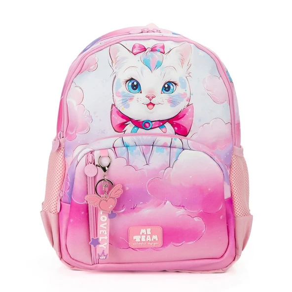 Me Team Kedi Baskılı Dört Bölmeli Kız Çocuk Okul Çantası ürün görseli 1