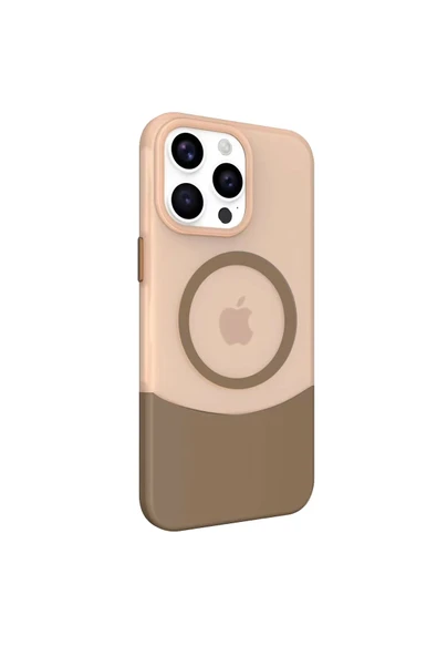 Fuchsia iPhone 15 Pro Max ile Uyumlu PC Suit Kablosuz Şarj Özellikli Kapak - Kahverengi ürün görseli 1