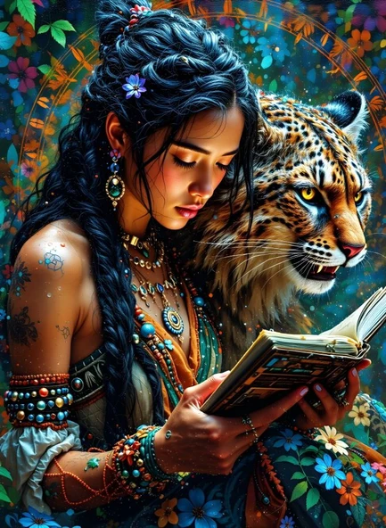 Nova Puzzle 1000 Parça Kitap Okuyan Yerli Kadın Puzzle - Kaplan ürün görseli 1