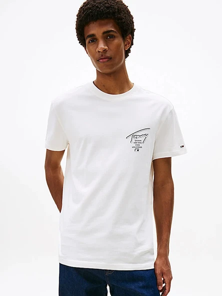 TJM REG SIGN CITY TEE EXT Erkek Beyaz T-Shirt - DM0DM22120 ürün görseli 1