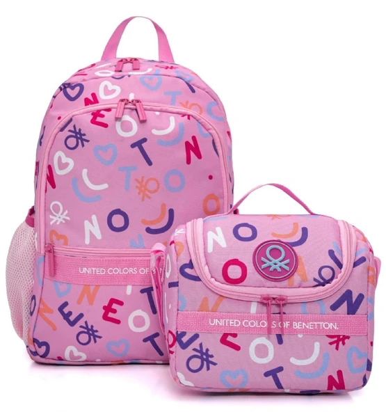 Benetton Kız Çocuk Pembe Üçlü İlkokul Çanta Seti 21027 ürün görseli 1