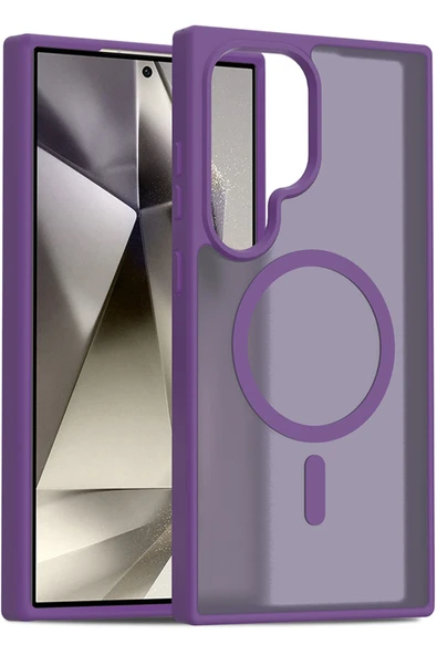 Fuchsia Samsung Galaxy S24 Ultra ile Uyumlu Jota Kablosuz Şarj Özellikli Kapak - Derin Mor ürün görseli 1