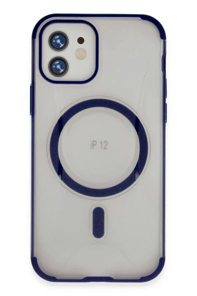 Fuchsia iPhone 12 ile Uyumlu Hilton Kablosuz Şarj Özellikli Kapak - Lacivert ürün görseli 1