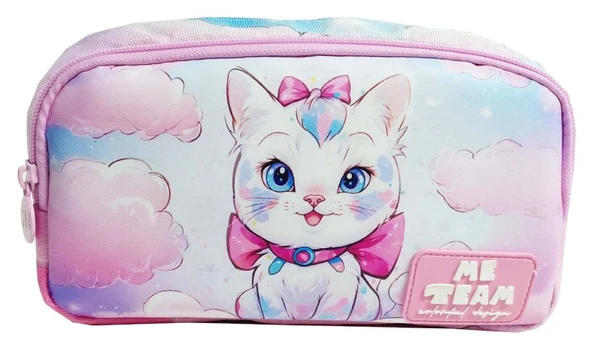 Me Team İki Bölmeli Kedi Baskılı Kalemlik - Kız Çocuk - 25253 ürün görseli 1