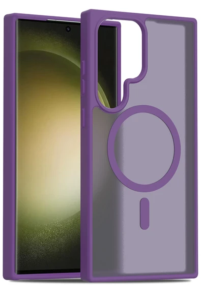 Fuchsia Samsung Galaxy S23 Ultra ile Uyumlu Jota Kablosuz Şarj Özellikli Kapak - Derin Mor ürün görseli 1