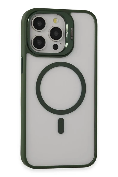 Fuchsia iPhone 15 Pro Max ile Uyumlu Kılıf Roblox Lens Kablosuz Şarj Özellikli Standlı Kapak - Koyu Yeşil ürün görseli 1
