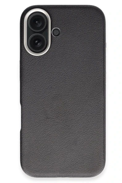 Fuchsia iPhone 16 ile Uyumlu Wonder Deri Kablosuz Şarj Özellikli Kapak - Siyah ürün görseli 1