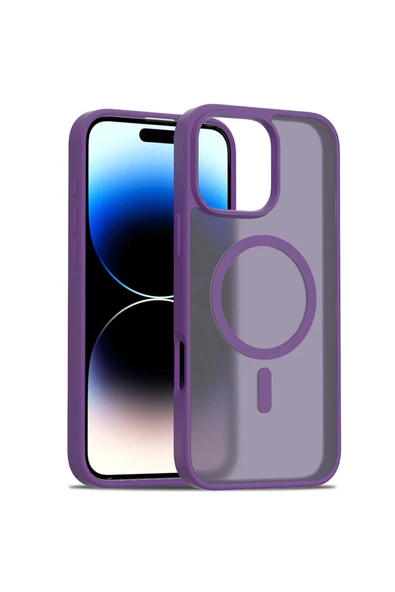 Fuchsia iPhone 16 Pro Max ile Uyumlu Jota Kablosuz Şarj Özellikli Kapak - Derin Mor ürün görseli 1