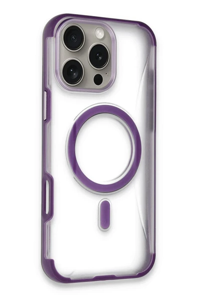 Fuchsia iPhone 14 Pro Max ile Uyumlu Hilton Kablosuz Şarj Özellikli Kapak - Derin Mor ürün görseli 1