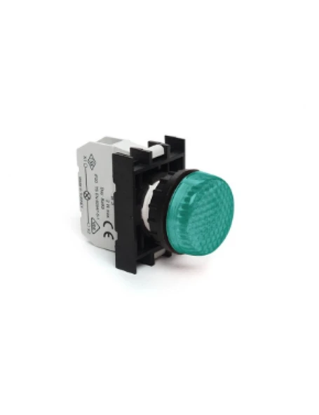 Emas B0Y0XY B Serisi Plastik LED'li 100-230V AC Yeşil 22 mm Sinyal ürün görseli 1