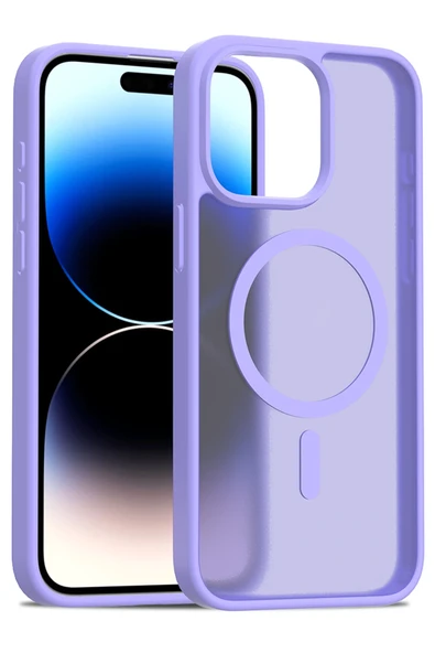 Fuchsia iPhone 14 Pro Max ile Uyumlu Jota Kablosuz Şarj Özellikli Kapak - Lila ürün görseli 1