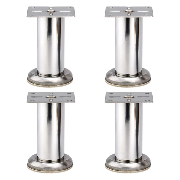 Tablalı Krom Metal 8 cm Gümüş 4 ADET Mobilya Ayağı Modern Koltuk Kanepe Tv Ünite Ayağı Ayakları ürün görseli 1
