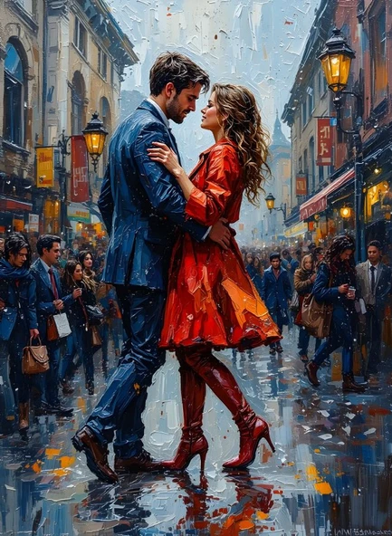Nova Puzzle 1000 Parça Yağmurlu Bir Aşk Hikayesi Puzzle - Dans Eden Kadın ve Erkek ürün görseli 1