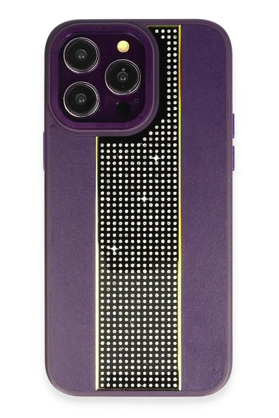 Fuchsia iPhone 14 Pro ile Uyumlu Kılıf HBC-160 Almera Taşlı Kapak - Derin Mor ürün görseli 1