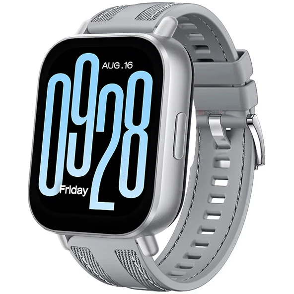 Redmi Watch 5 Active Redmi 5 Lite ile Uyumlu Metal Tokalı Dikiş Detaylı Şık Dokuma Silikon Kordon  Gri ürün görseli 1
