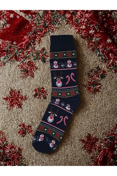 Chiritmas Socks Şeker Geyik Desenli Dokuma Yılbaşı Çorabı ürün görseli 1
