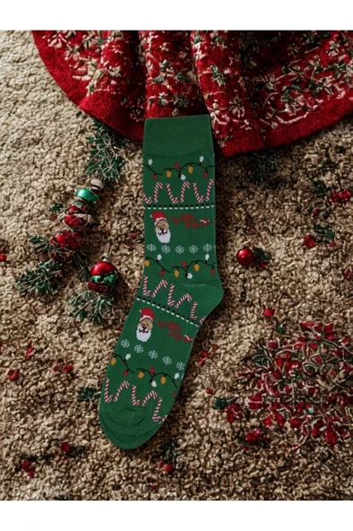 Christmas Socks Işıklı Noel Baba Figürlü Dokuma Yılbaşı Çorap ürün görseli 1