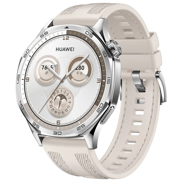Sneezy Huawei Watch GT4 46mm ile Uyumlu Metal Tokalı Dikiş Detaylı Şık Dokuma Silikon Kordon  Starlight ürün görseli 1