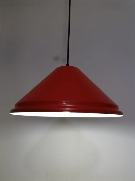RİOLİGHT RETRO KIRMIZI İÇİ BEYAZ TEKLİ METAL SARKIT ÇAP: 33CM ürün görseli 1