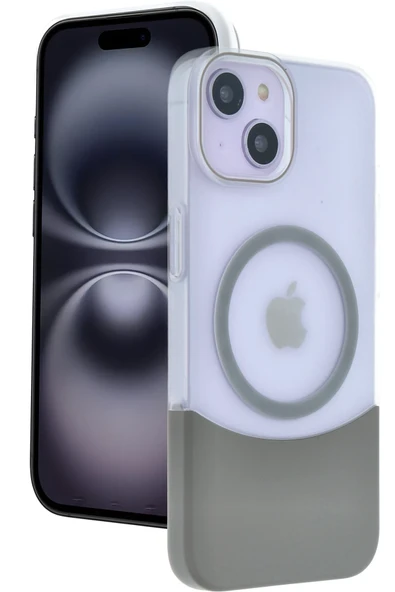 Fuchsia iPhone 15 ile Uyumlu Velar Kablosuz Şarj Özellikli Kapak - Natural Grey ürün görseli 1