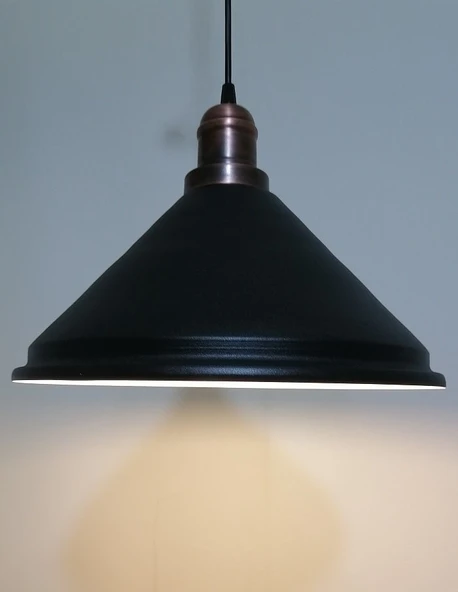 RİOLİGHT RETRO SİYAH İÇİ BEYAZ TEKLİ METAL SARKIT ÇAP: 33CM ürün görseli 1