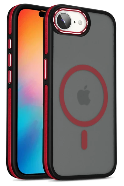 Fuchsia iPhone 16E ile Uyumlu Winner Kablosuz Şarj Özellikli Kapak - Kırmızı ürün görseli 1