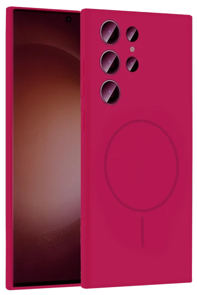 Fuchsia Samsung Galaxy S24 Ultra ile Uyumlu Kılıf Jully Kablosuz Şarj Özellikli Kapak - Fuşya ürün görseli 1