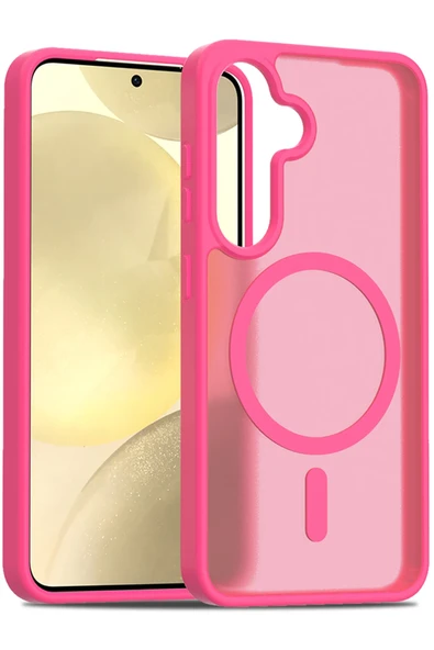 Fuchsia Samsung Galaxy S25 ile Uyumlu Jota Kablosuz Şarj Özellikli Kapak - Rose ürün görseli 1