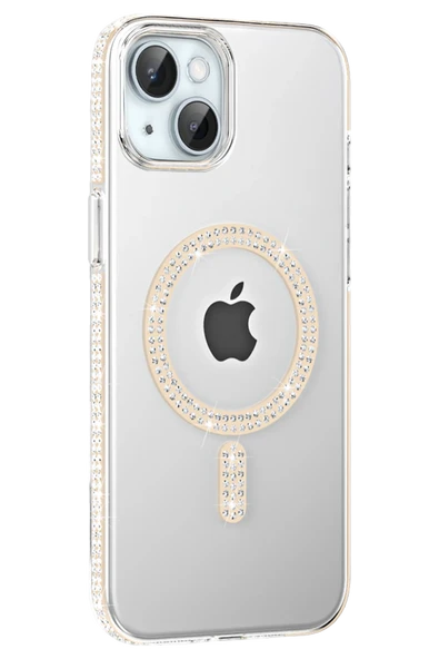 Fuchsia iPhone 14 ile Uyumlu Move Taşlı Kablosuz Şarj Özellikli Kapak - Pembe ürün görseli 1