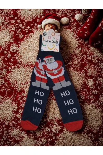 Hallop Socks Noel Baba figürlü Dokuma Yılbaşı Çorap - Resim 2