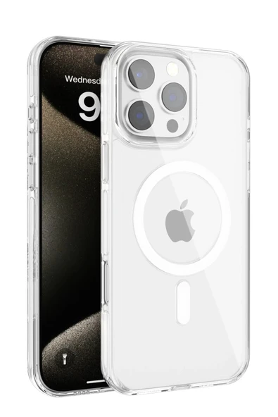 Fuchsia iPhone 16 Pro Max ile Uyumlu Gleam PC Sert Kablosuz Şarj Özellikli Kılıf - Şeffaf ürün görseli 1