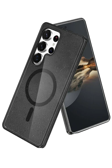 Fuchsia Samsung Galaxy S25 Ultra ile Uyumlu Star Kablosuz Şarj Özellikli Kapak - Siyah ürün görseli 1