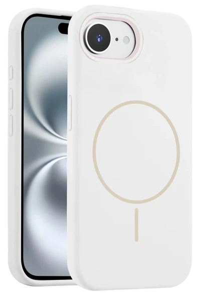 Fuchsia iPhone 16E ile Uyumlu Kılıf Jully Kablosuz Şarj Özellikli Kapak - Beyaz ürün görseli 1
