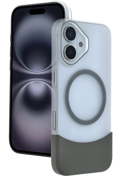 Fuchsia iPhone 16 ile Uyumlu Velar Kablosuz Şarj Özellikli Kapak - Natural Grey ürün görseli 1