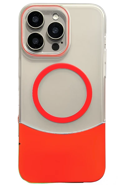 Fuchsia iPhone 16 Pro ile Uyumlu Velar Kablosuz Şarj Özellikli Kapak - Kırmızı ürün görseli 1