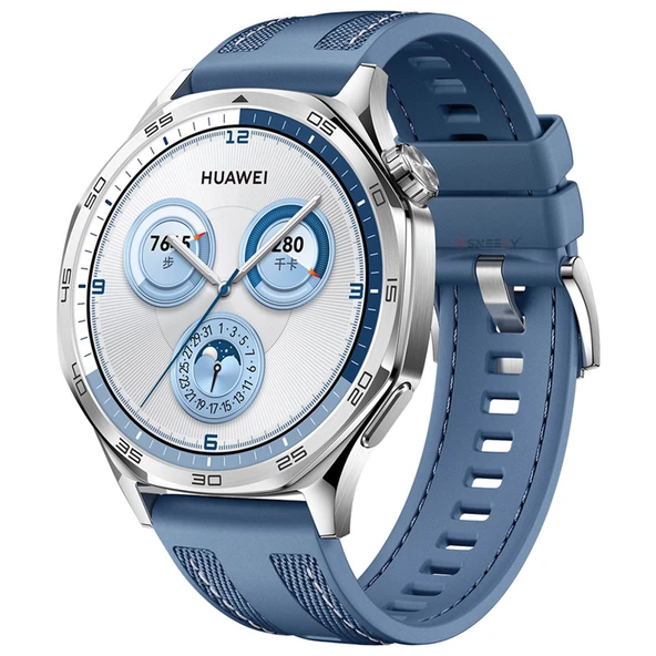 Huawei Watch GT3 46mm GT3 Pro GT3 Se ile Uyumlu Metal Tokalı Dikiş Detaylı Şık Dokuma Silikon Kordon  Mavi ürün görseli 1