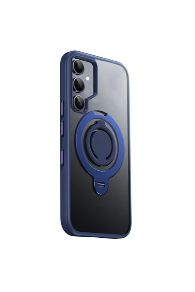 Fuchsia Samsung Galaxy S24 ile Uyumlu Avatar 360 Dönen Kablosuz Şarj Özellikli Kapak - Lacivert ürün görseli 1