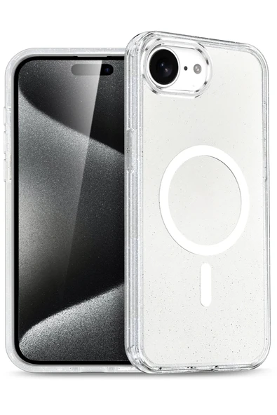 Fuchsia iPhone 16E ile Uyumlu Star Kablosuz Şarj Özellikli Kapak - Şeffaf ürün görseli 1