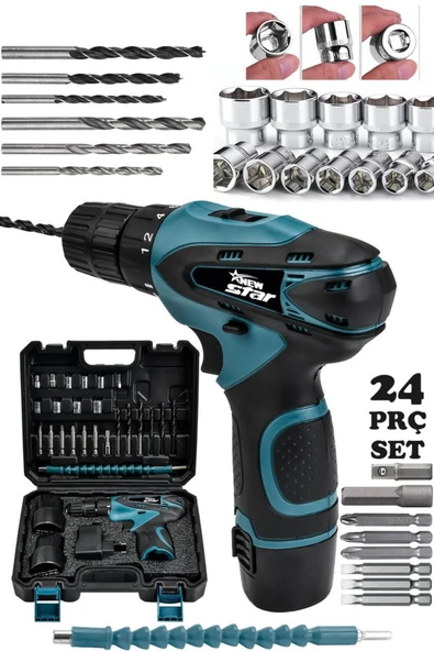 Newstar Metal Şanzıman Çift Akülü Vidalama 24 Adet Set Hediye ürün görseli 1