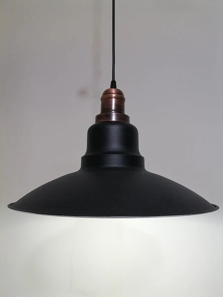 RİOLİGH RETRO  SİYAH İÇİ BEYAZ TEKLİ METAL SARKIT ÇAP: 37CM ürün görseli 1