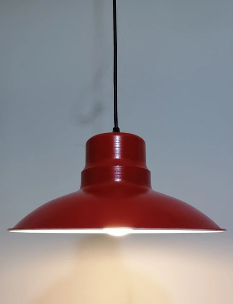 RİOLİGHT RETRO KIRMIZI İÇİ BEYAZ TEKLİ METAL SARKIT ÇAP: 30CM ürün görseli 1