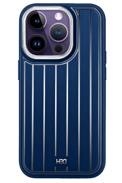 Fuchsia iPhone 15 Pro Max ile Uyumlu Kılıf HBC-190 Kolaj Kapak - Lacivert ürün görseli 1