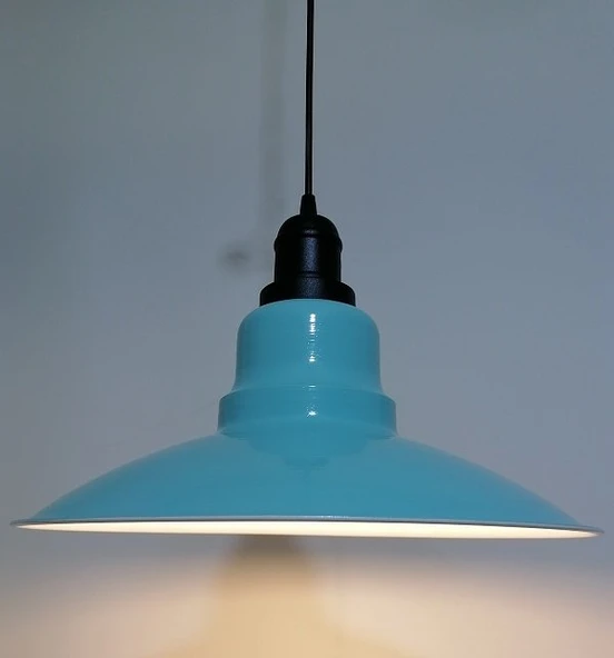 RİOLİGHT RETRO TURKUAZ İÇİ BEYAZ TEKLİ METAL SARKIT ÇAP: 37CM ürün görseli 1